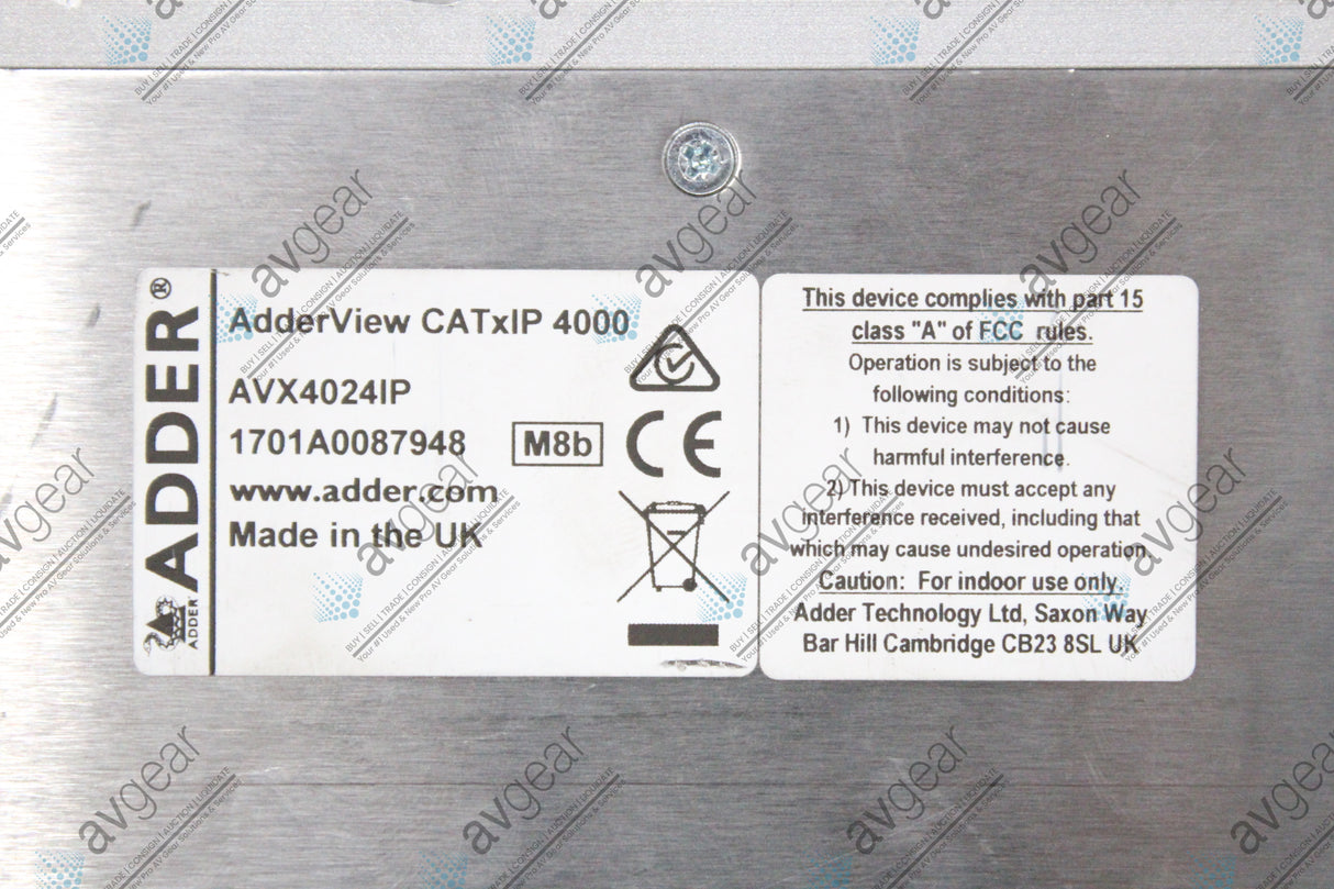 AdderView AVX4024IP CATxIP 4000 CATx-based Multi-Platform KVM Over IP Switch w/ PSU