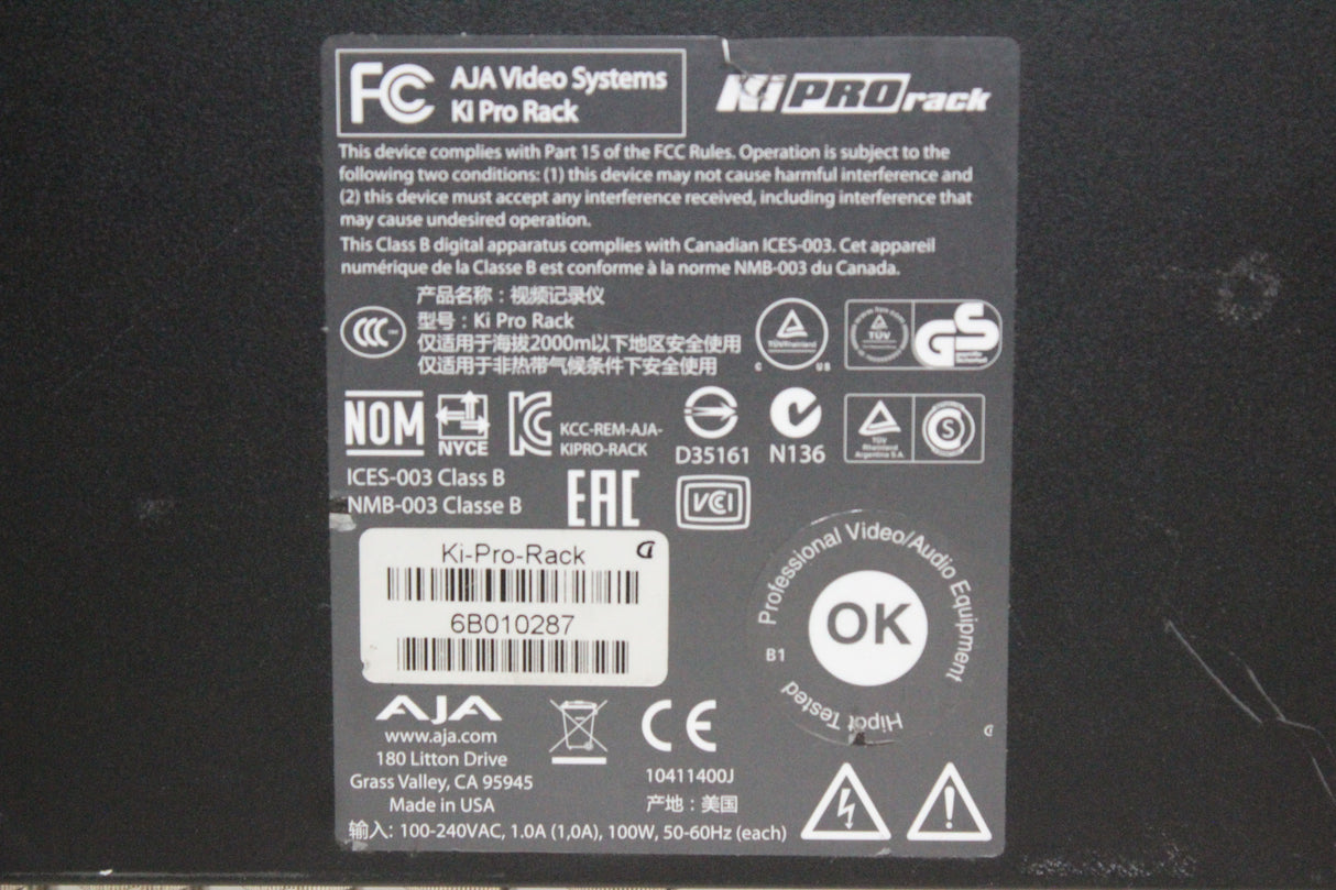 AJA Ki Pro Rack File Based 1RU HD/SD Recorder and Player (No Drive)