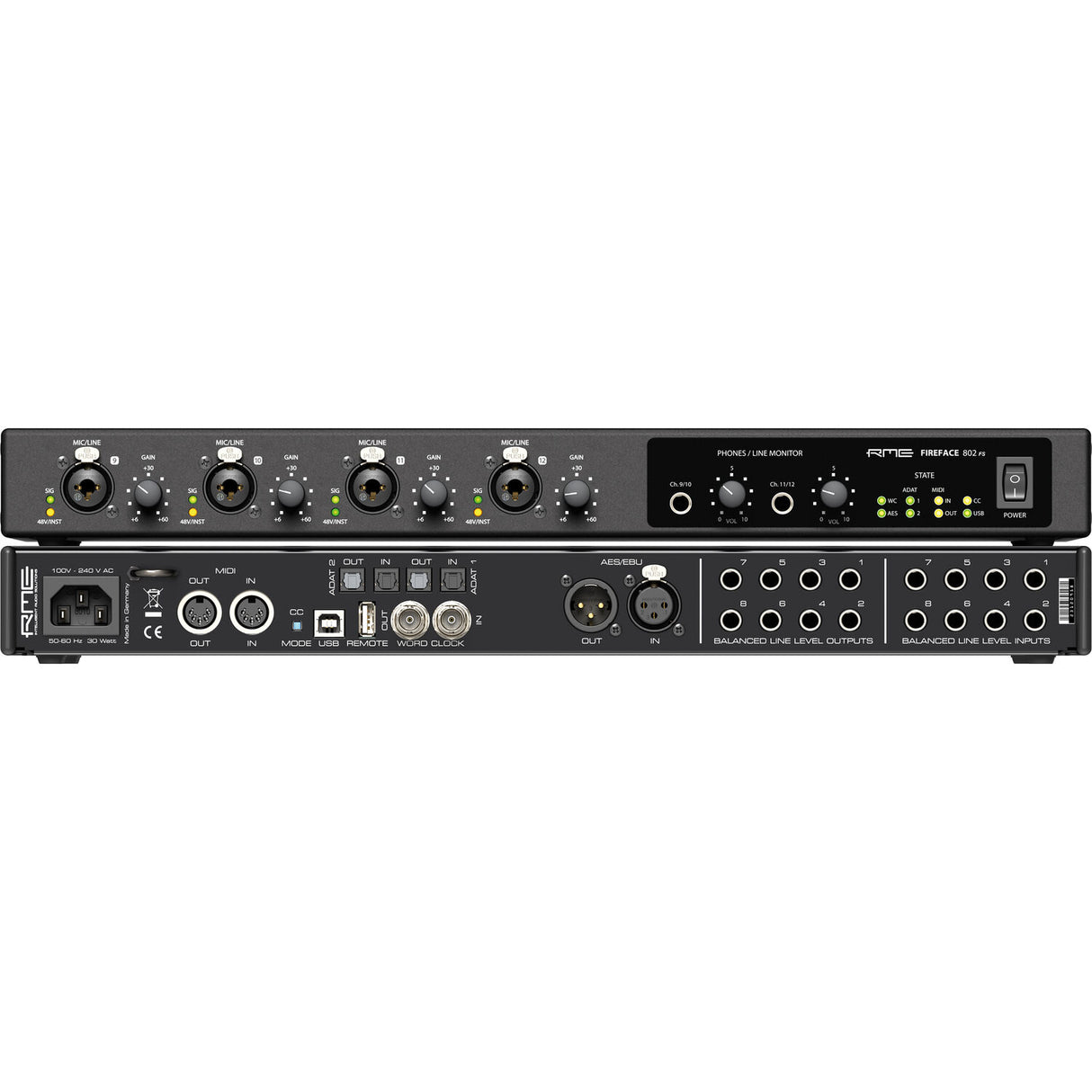 RME Fireface 802 FS AE 60-Channel USB-B Audio/MIDI Interface (Black)