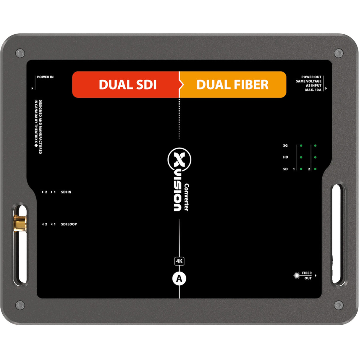 Theatrixx Technologies Dual 12G SDI to Fiber/PT1 In/Thru Multimode xVision Converter (OpticalCON DUO)