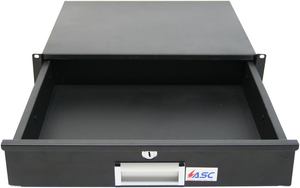 19" 2U Rack Mount Locking Drawer Pro Audio DJ Server Rack Lock Storage Cabinet