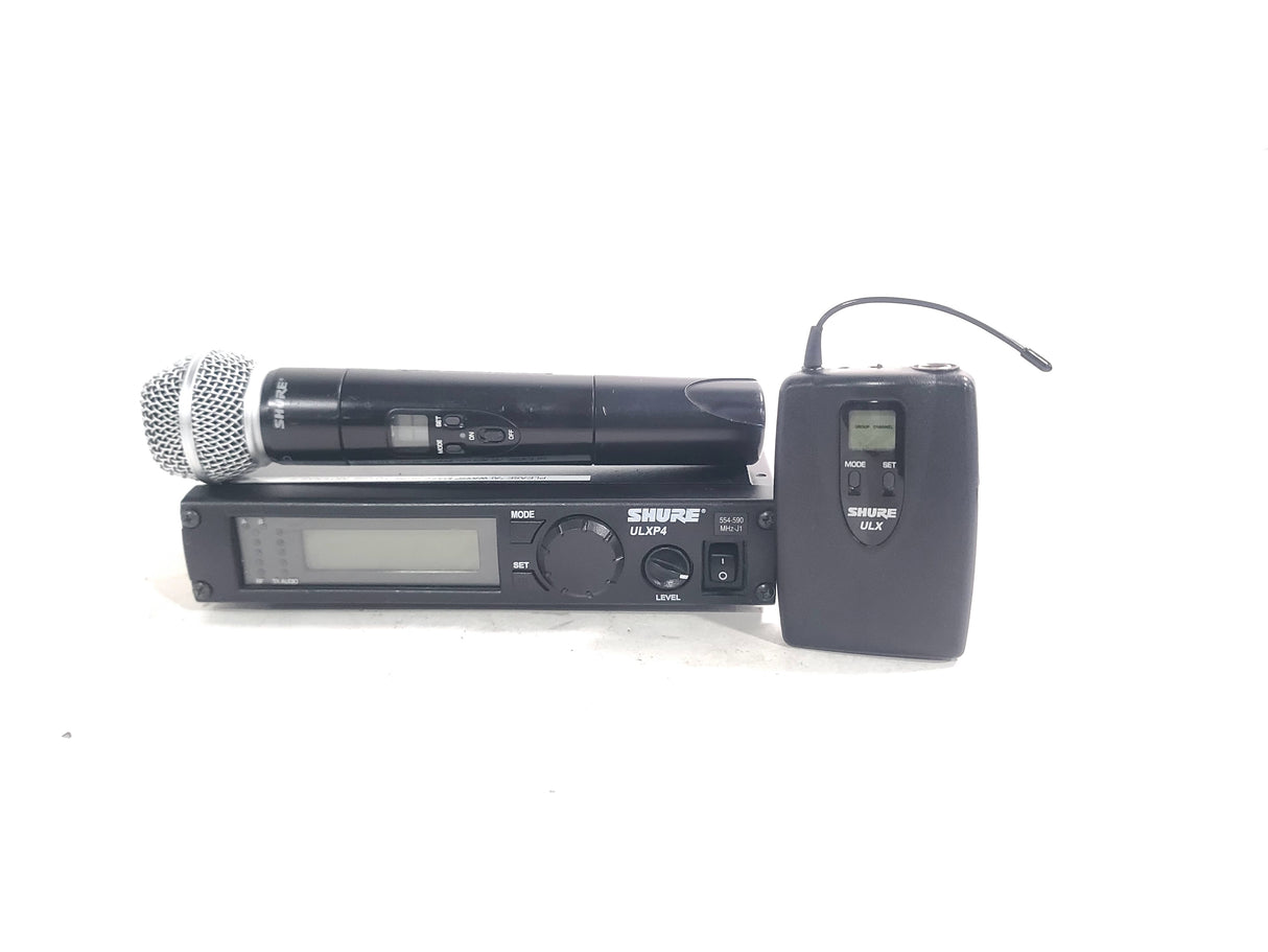 Shure ULXP4 Professional Diversity Receiver Kit (J1: 554-590MHz) w/ ULX BodyPack System and SM58 Microphone in Hard Case