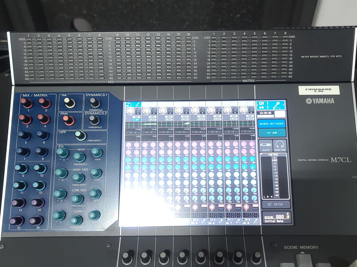Yamaha M7CL-48 Digital Mixing Console w/ (1) Yamaha I/O and (1) Dan Dugan I/O Option Cards in Wheeled Hard Case