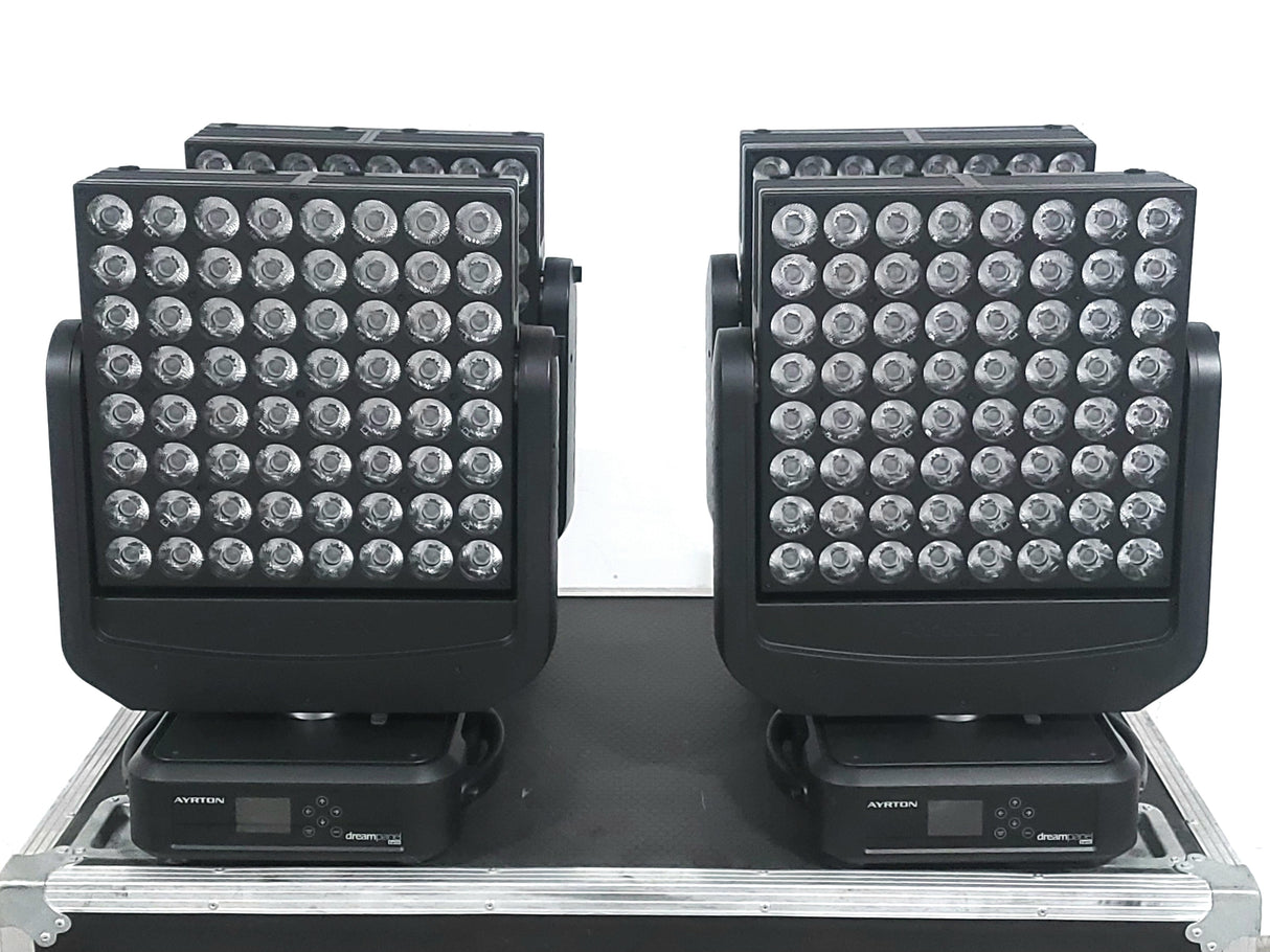 (4) Ayrton Dream Panel Twin Moving LED Lights w/ (4) PSU Cables in Wheeled Hard Case