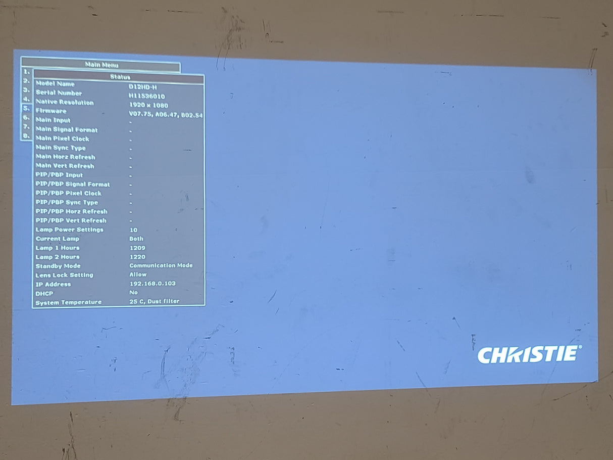 Christie D12HD-H (1209 & 1220 Hours) 10,000 Lumens HD 0.95" DLP x 1 1080P Large Venue Projector (NO LENS) In Wheeled Road Case