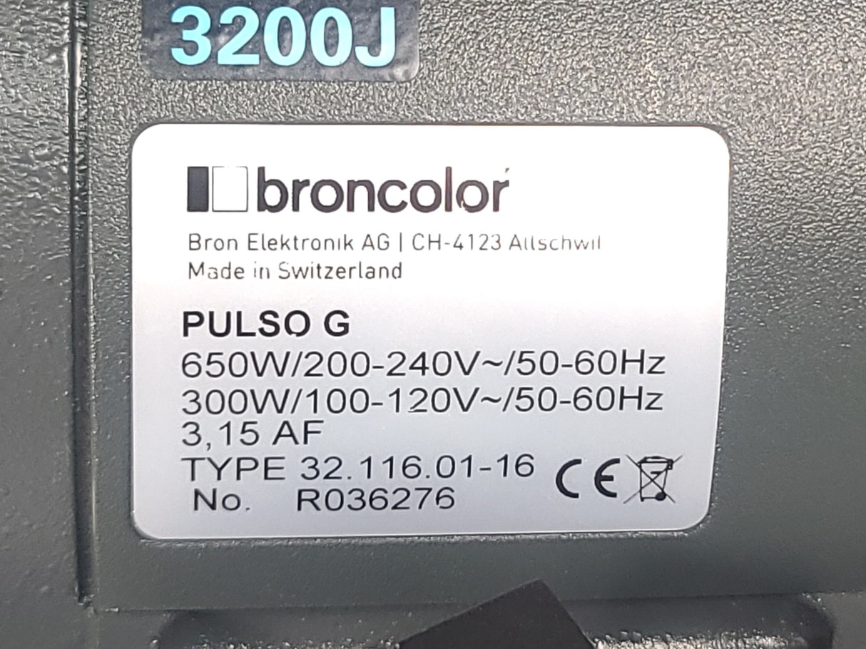 Broncolor 32.116.01-16 Pulso G 3200 J Focusing Lamphead with 16' Cord