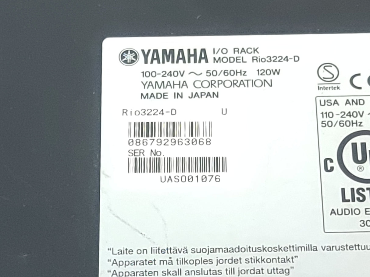 Yamaha Rio3224-D Input/Output Rack with Dante Connectivity