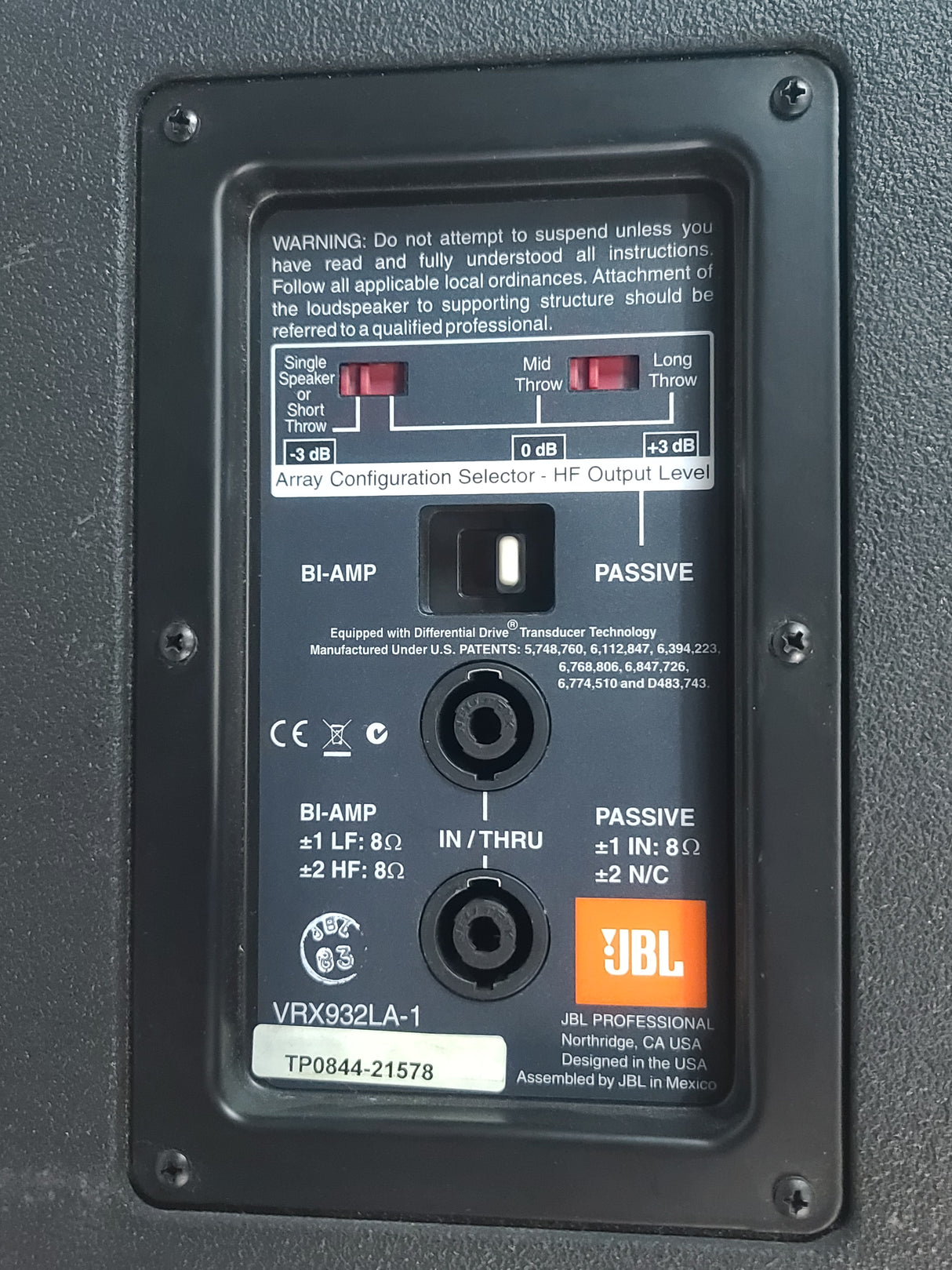 JBL VRX932LA 12" Passive Line Array Speaker
