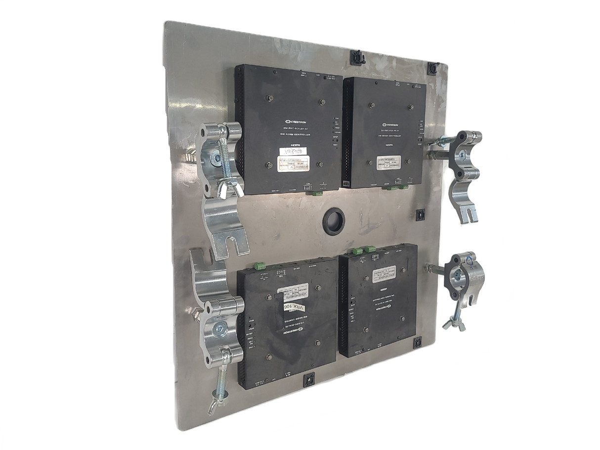 (12) Crestron DM-RMC-SCALER-S2 DigitalMedia 8G Single-Mode Fiber Receiver & Room Controller w/ (8) Mounting Brackets & (3) Mounting Panels