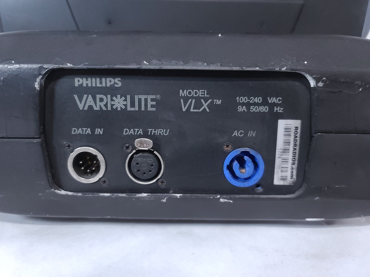 (2) Vari-Lite VLX Wash Moving Head Lights w/ (4) Mounting Brackets & Mounting Clamp in Wheeled Road Case