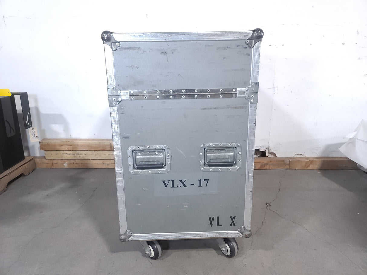 (2) Vari-Lite VLX Wash Moving Head Lights w/ (4) Mounting Brackets in Wheeled Road Case