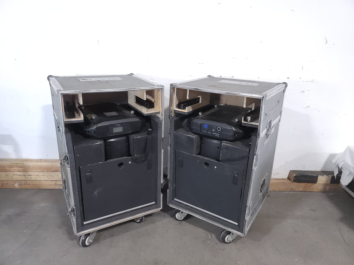 (2) Vari-Lite VLX Wash Moving Head Lights w/ (4) Mounting Brackets in Wheeled Road Case