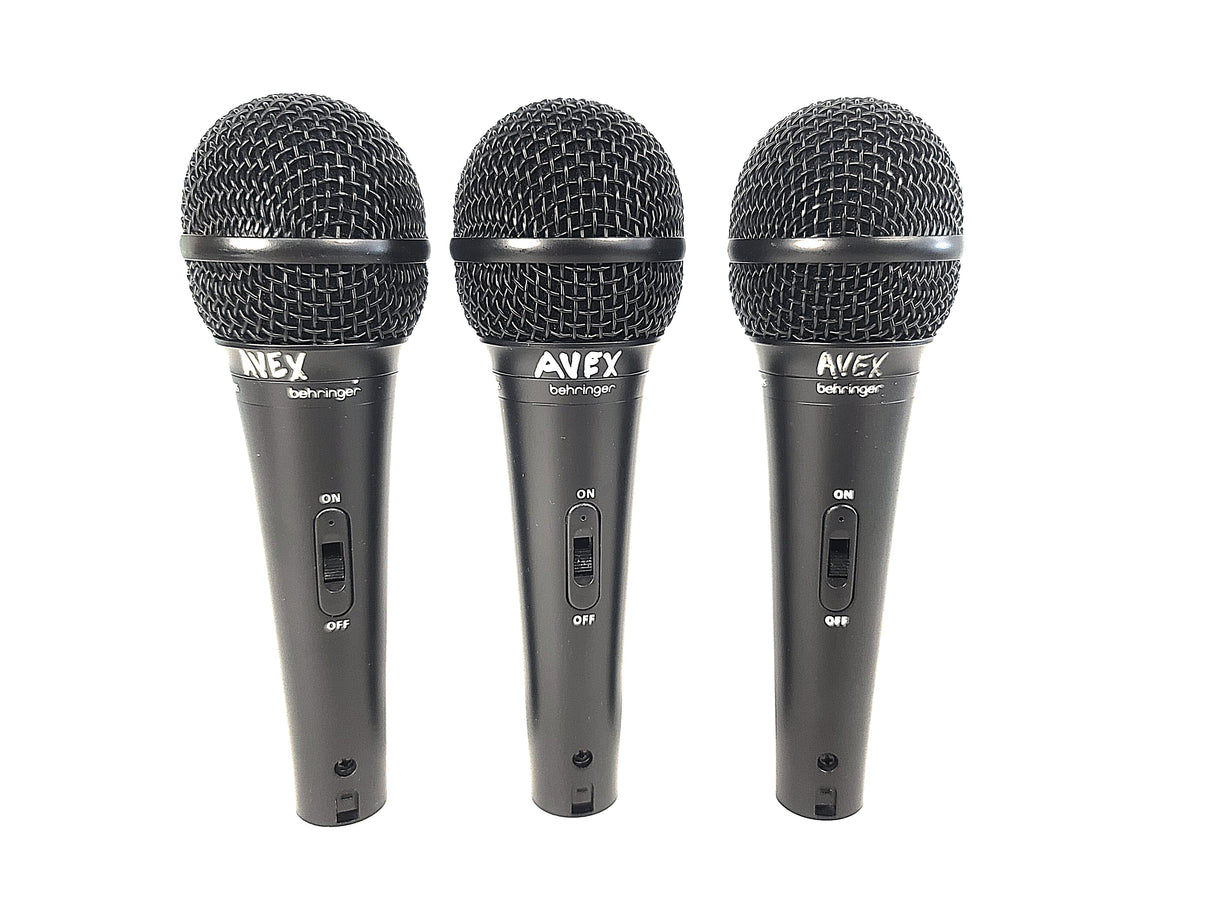 (3) Behringer XM1800S Wired Microphones w/ (3) Microphone Clips in Hard Carry Case