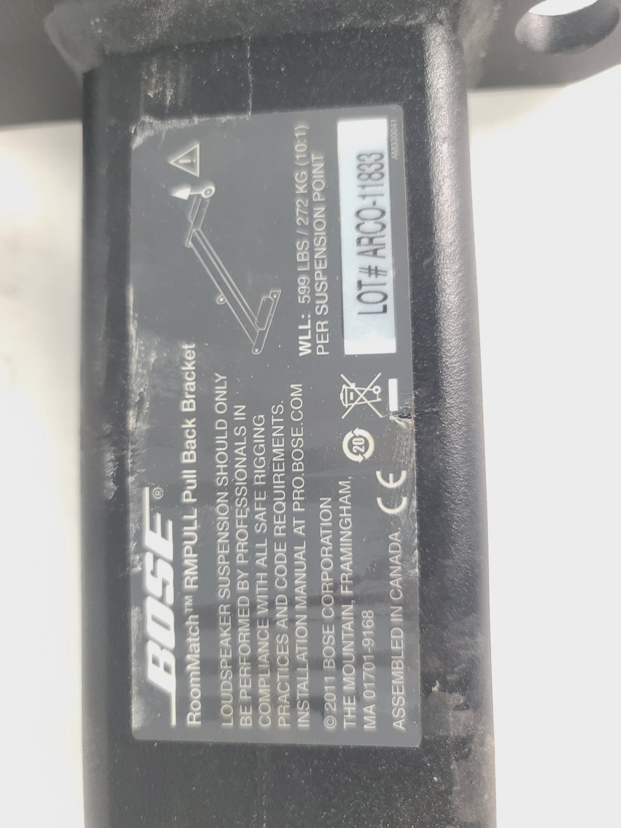 Bose Professional RoomMatch RMPULL Pull Back Bracket