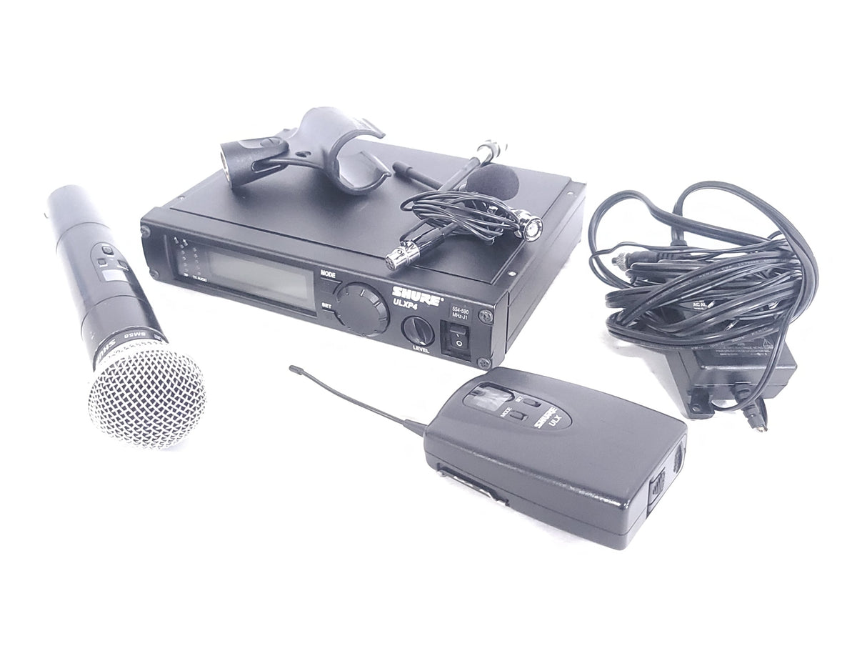 Shure ULXP4 Wireless Receiver Kit (J1: 554-590MHz) w/ ULX2 Handheld Transmitter w/ SM58 Mic Capsule, ULX1 Belt Pack, (2) Antennas, & PSU in Hard Carry Case