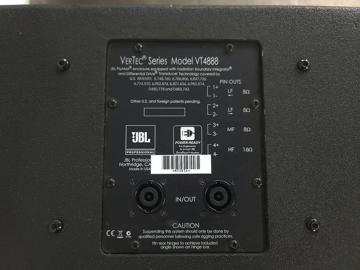 JBL VT4888 VerTec Series 3-Way Passive Line Array Speaker w/ Wheeled Dolly and Soft Cover