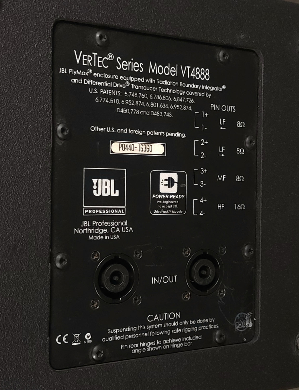 JBL VT4888 VerTec Series 3-Way Passive Line Array Speaker w/ Wheeled Dolly and Soft Cover