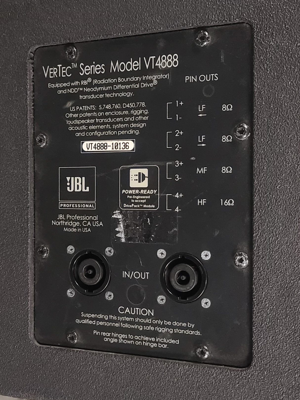 JBL VT4888 VerTec Series 3-Way Passive Line Array Speaker w/ Wheeled Dolly and Soft Cover