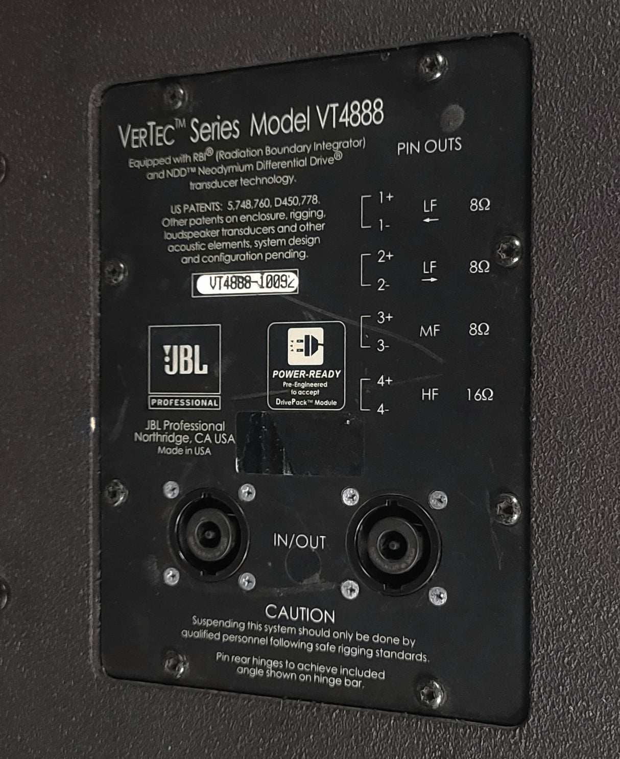 JBL VT4888 VerTec Series 3-Way Passive Line Array Speaker w/ Wheeled Dolly and Soft Cover