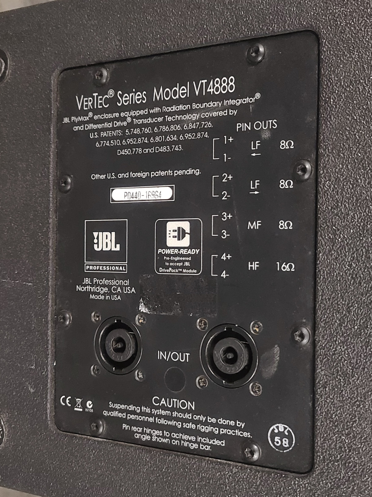 JBL VT4888 VerTec Series 3-Way Passive Line Array Speaker w/ Wheeled Dolly and Soft Cover