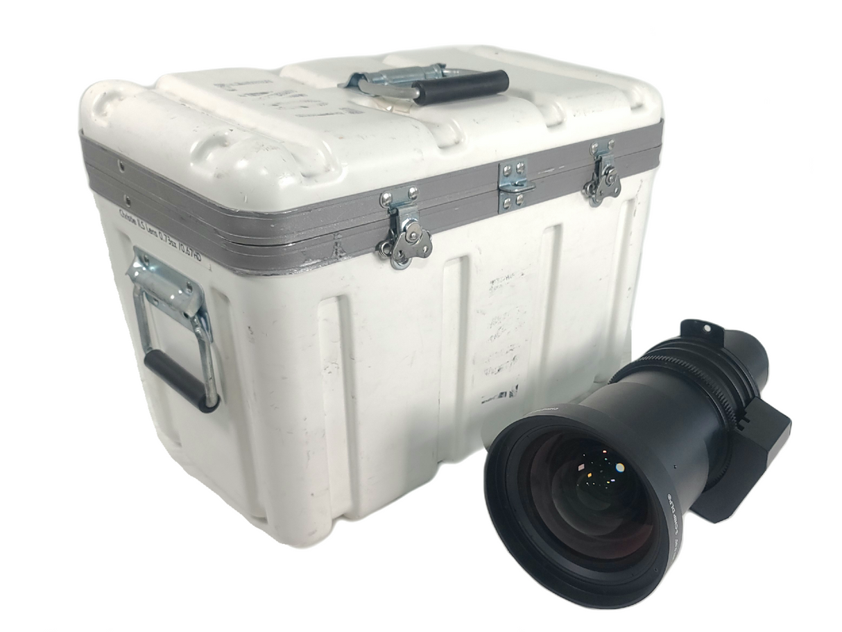 Christie 118-100110-XX ILS 3-Chip DLP Fixed Projector Lens, 0.73:1 SX+/ 0.67:1 HD 0.95" In Hard Carry Case