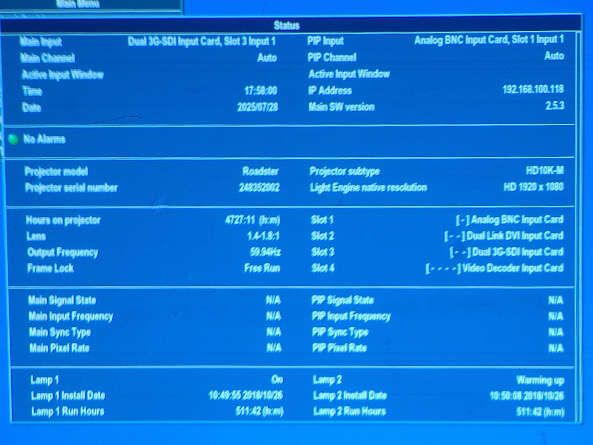 Christie HD10K-M Roadster 1080P 3DLP 10000 Lumen Large Venue Projector (Lamp Hours 511) w/ Accessories In Wheeled Road Case