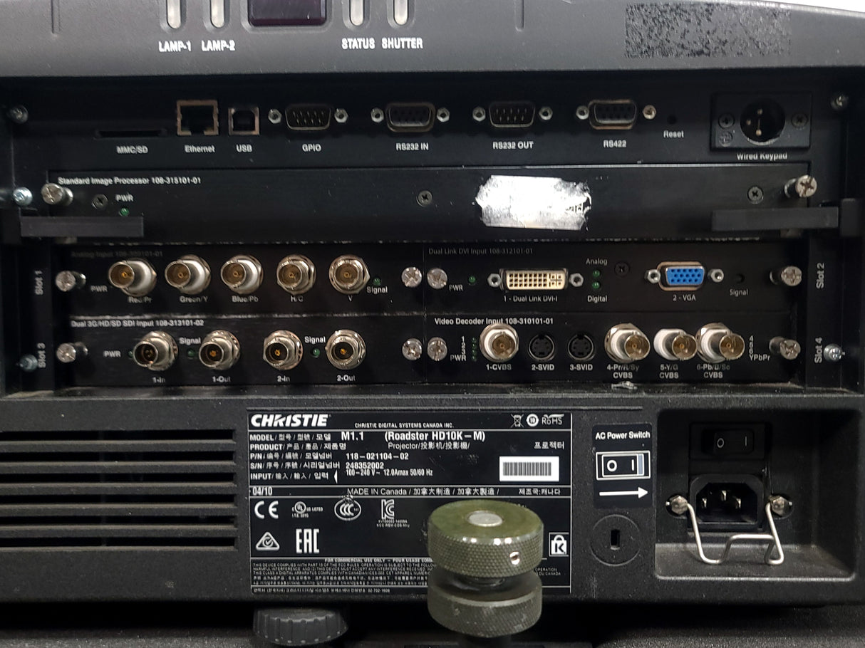 Christie HD10K-M Roadster 1080P 3DLP 10000 Lumen Large Venue Projector (Lamp Hours 511) w/ Accessories In Wheeled Road Case