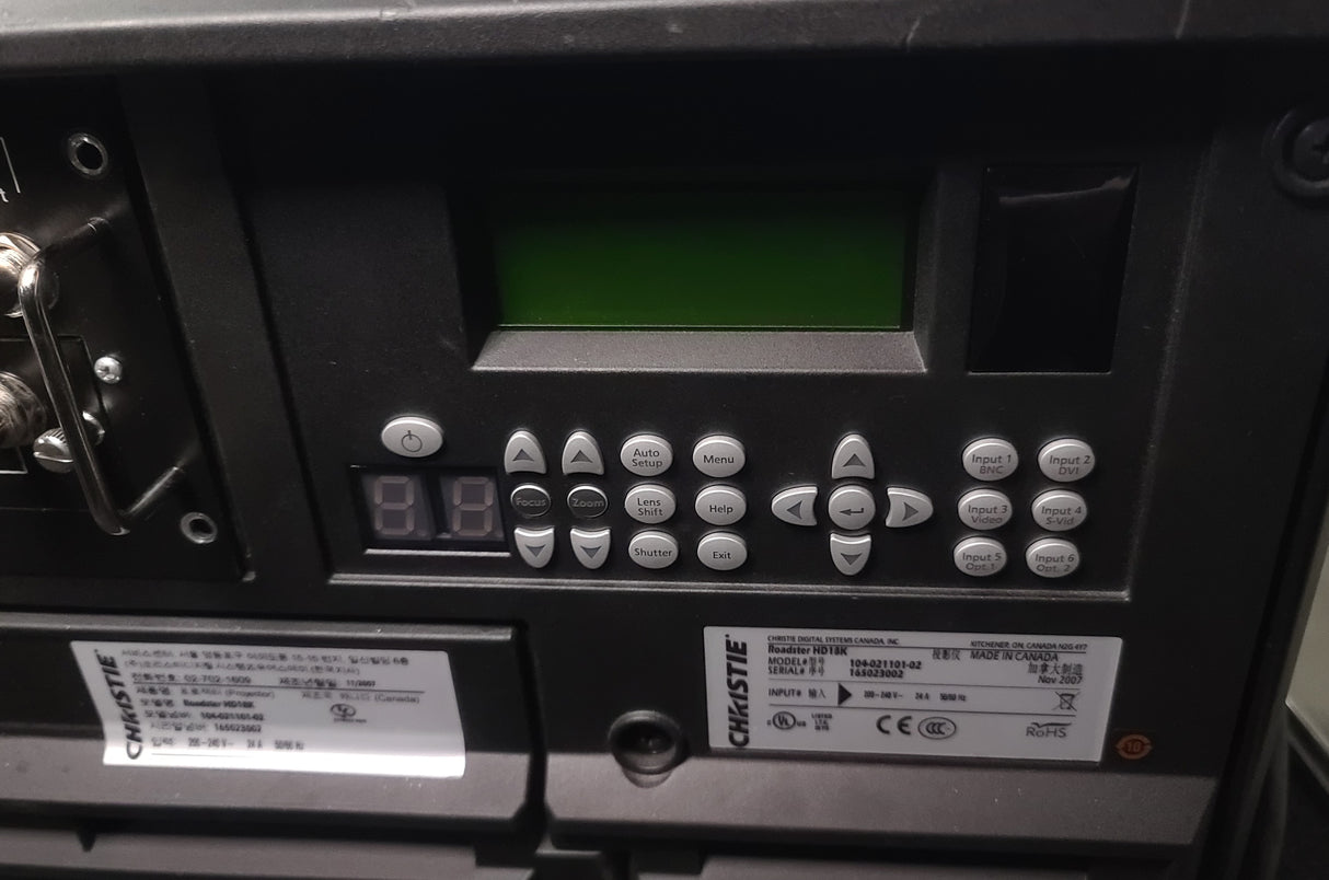 Christie Roadster HD18K 1080 HD 18000 Lumens 3-Chip DLP Digital Projector (Lamp Hours 0) in Wheeled Road Case (NO LENS)