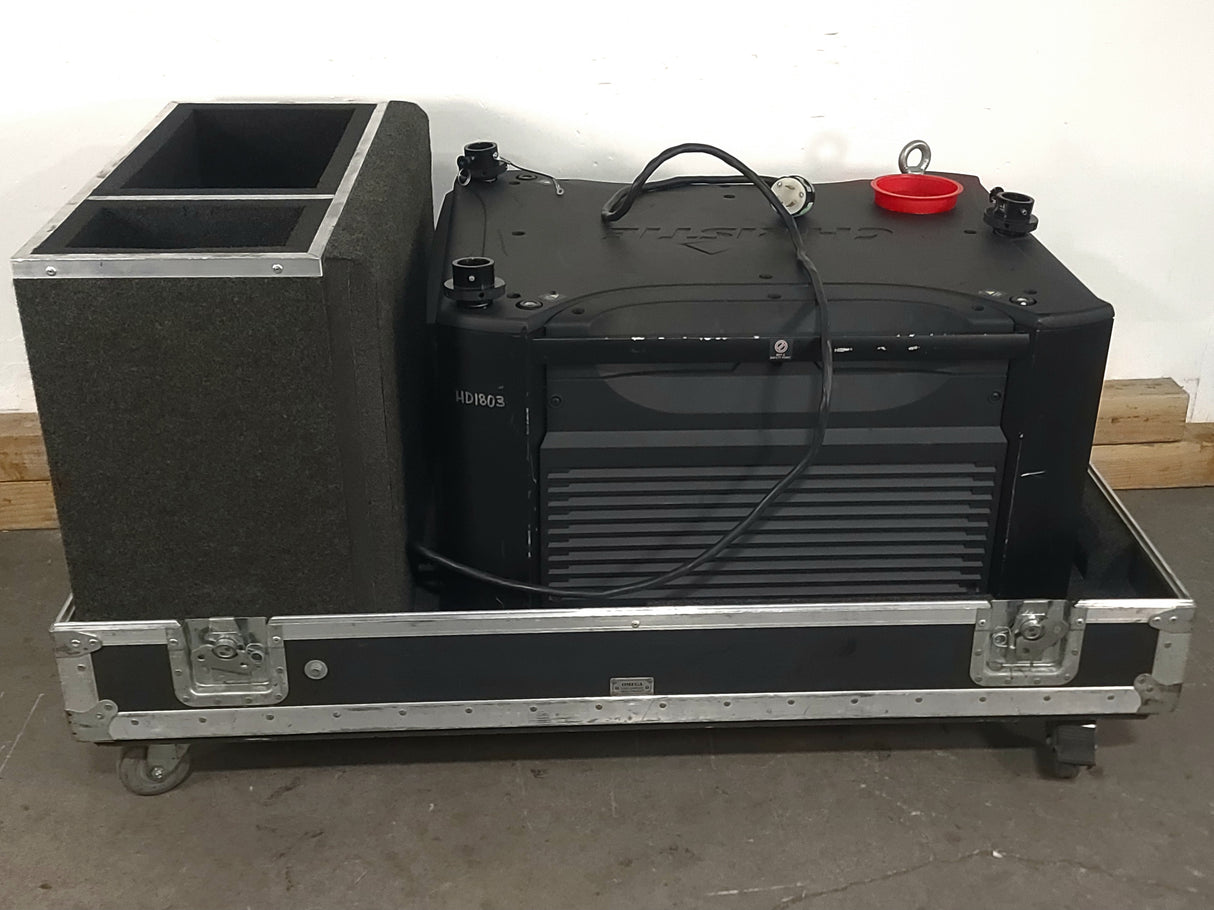 Christie Roadster HD18K 1080 HD 18000 Lumens 3-Chip DLP Digital Projector (Lamp Hours 0) in Wheeled Road Case (NO LENS)