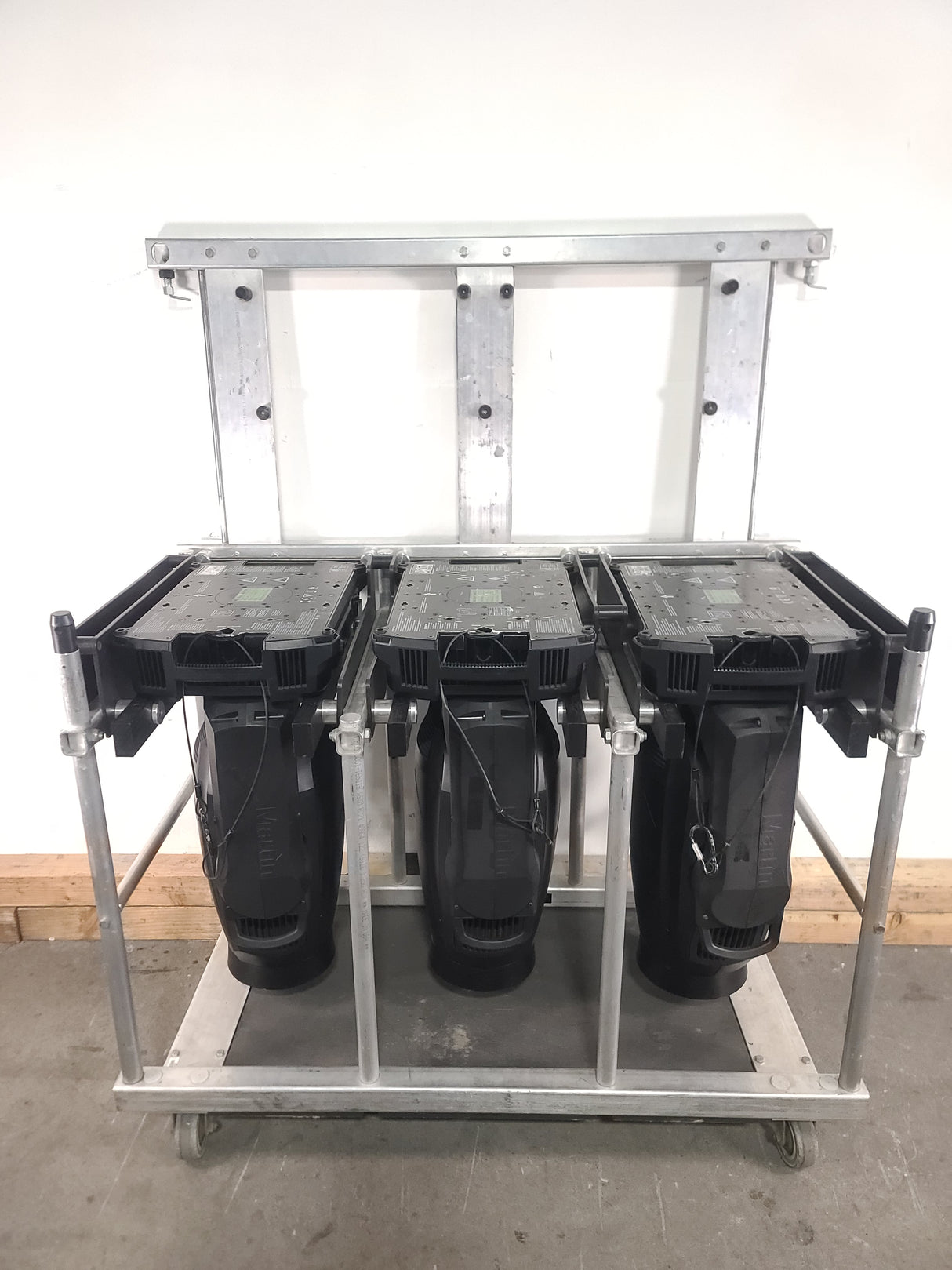 (3) Martin Viper Wash DX Moving Head Lights w/ Accessories in Steel Road Cage