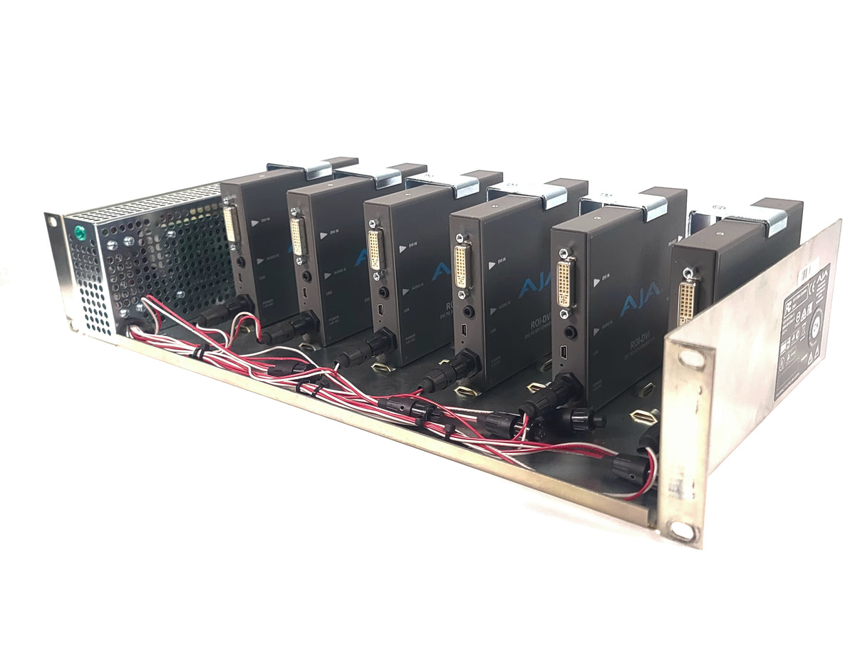 (6) AJA ROI-DVI Converters in Custom Power Rack Unit