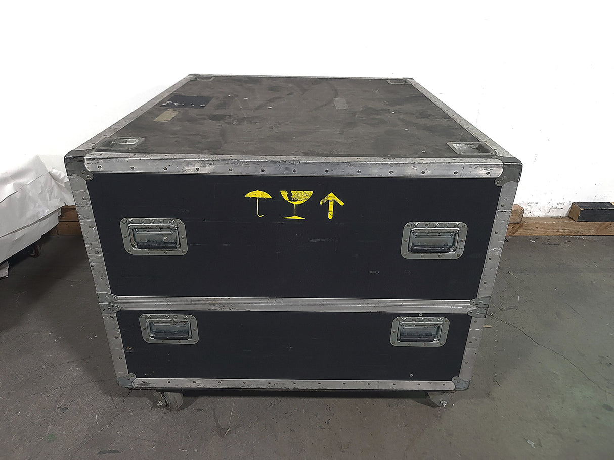 Barco FLM HD18 18,000 Lumens HD 3-Chip DLP Large Venue Projector (Lamp Hours 2200) w/ (4) Mounting Brackets, Remote & PSU Cable in Wheeled Road Case (NO LENS)