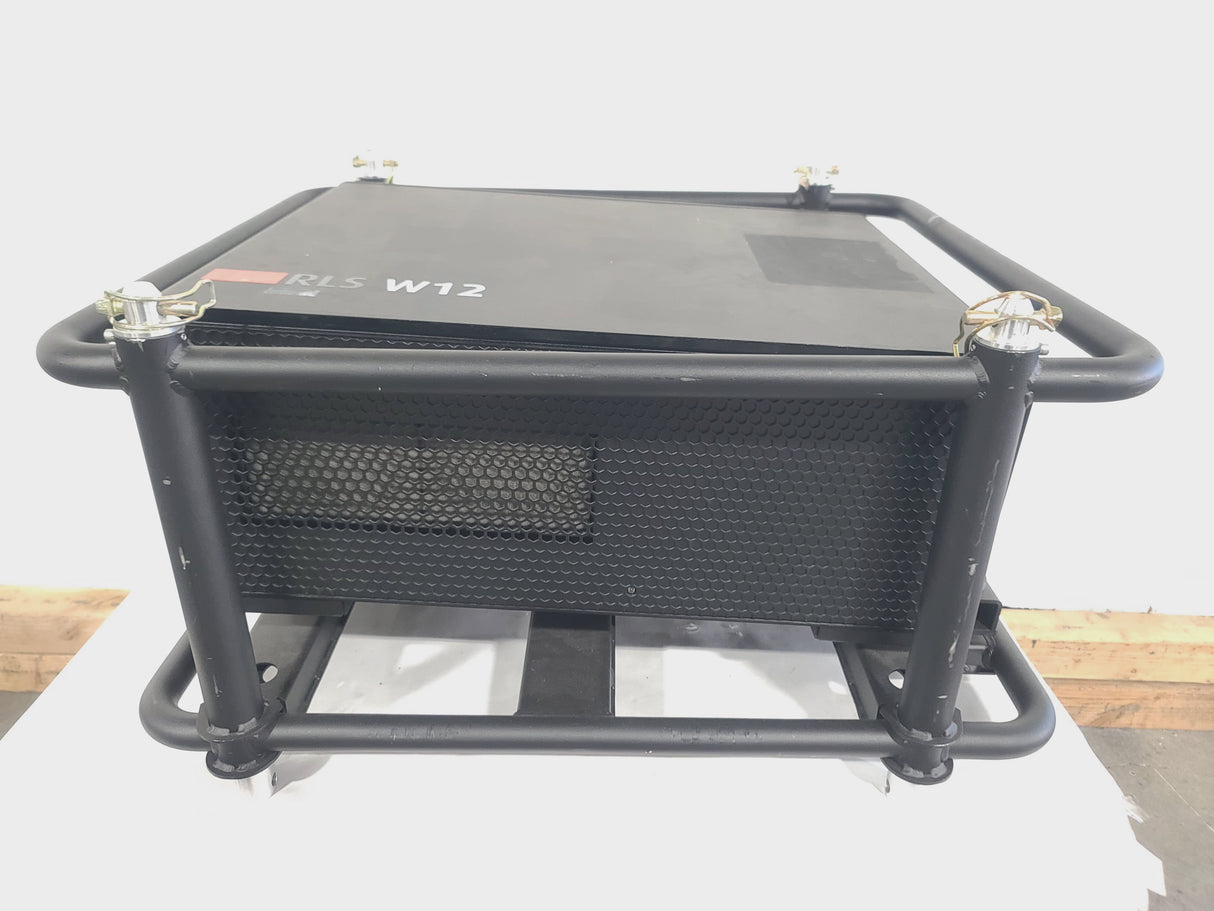 Barco RLS W12 11,000 Lumens WUXGA 1-Chip DLP (Lamp Hours 581 & 978) Large Venue Projector w/ (4) Mounting Clamps, Remote, Extra Lamp & in Wheeled Road Case (NO LENS)