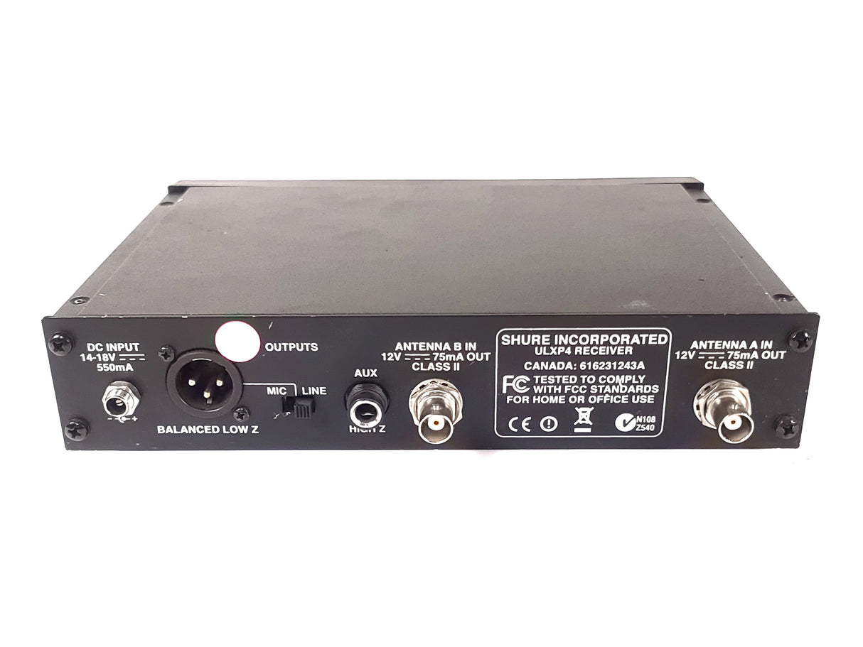 Shure ULXP4 Wireless Receiver (J1: 554-590 MHz) (TONE KEY ISSUES)