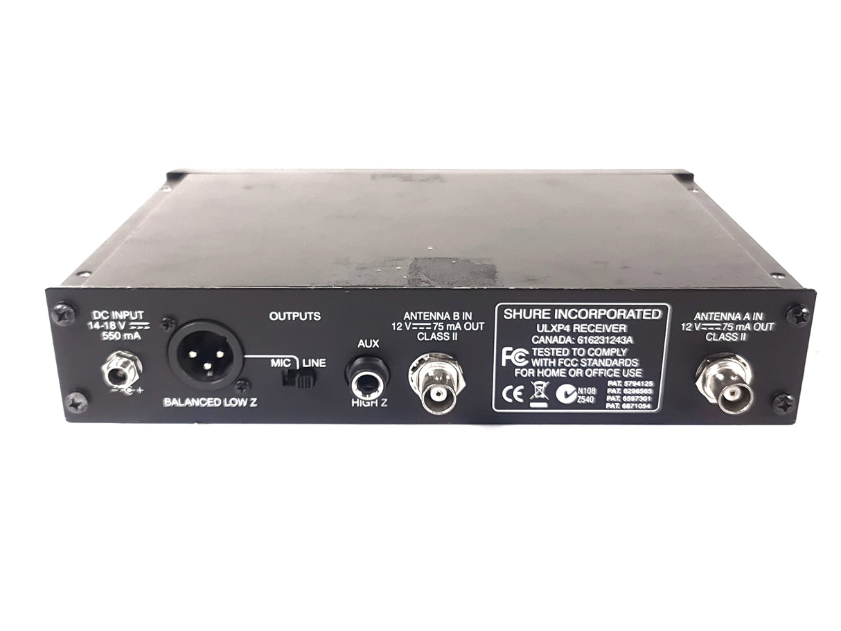 Shure ULXP4 Wireless Receiver (J1: 554-590 MHz) (TONE KEY ISSUES)