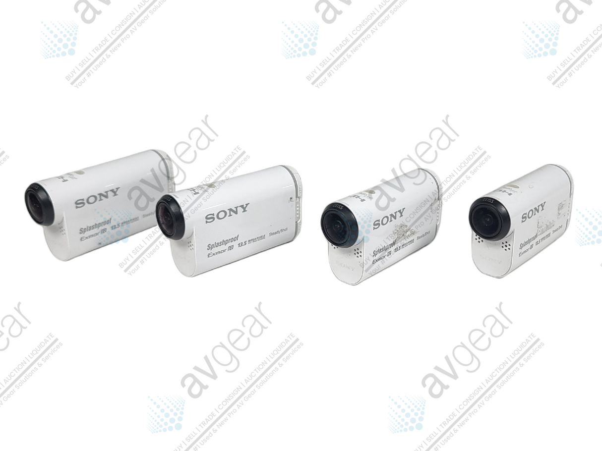 (Lof of 4) Sony HDR-AS100V/W POV Action Cam w/ Accessories