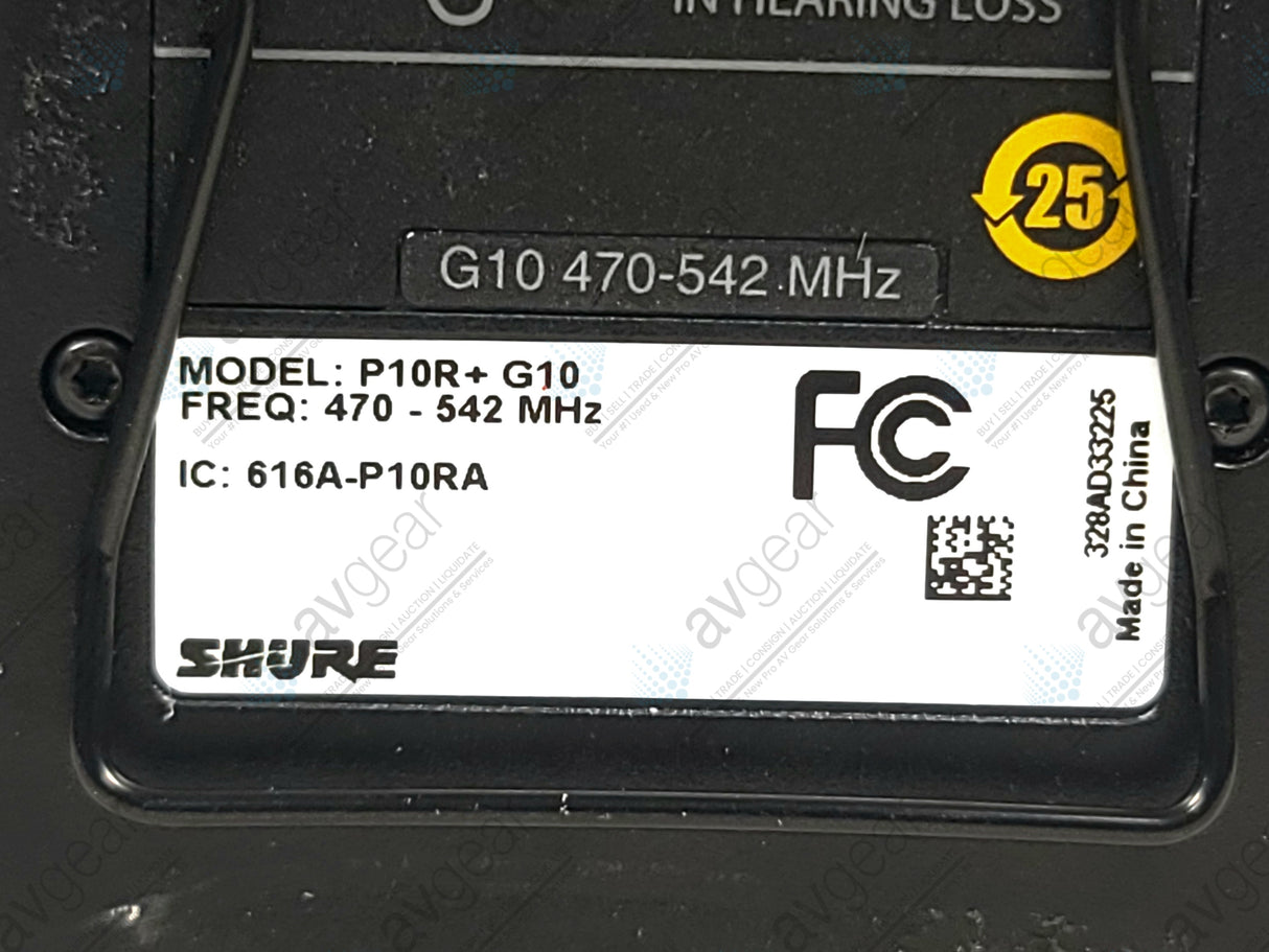 Shure P10R+ Diversity bodypack receiver (G10 Band: 470-542 MHz)