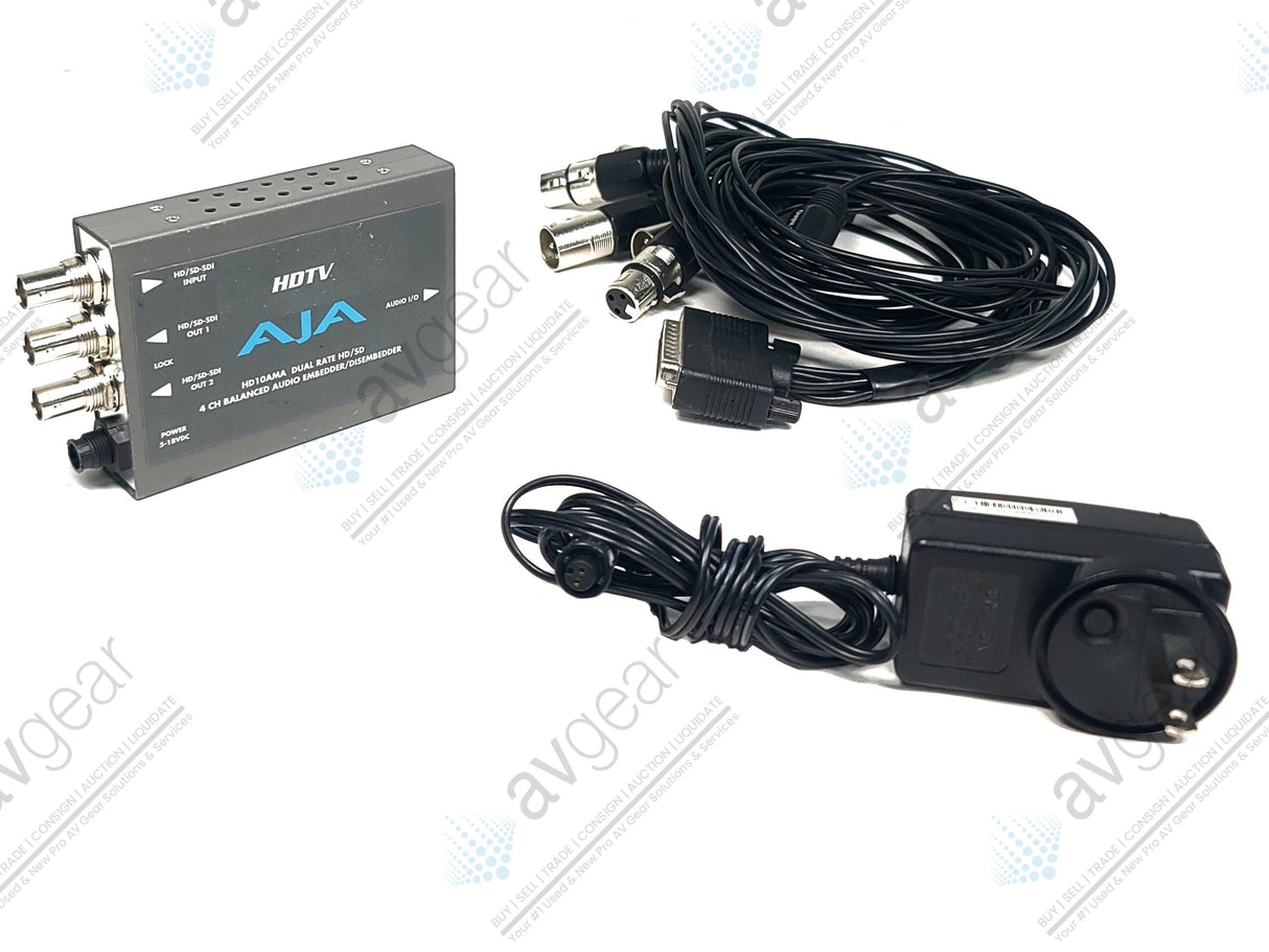 AJA HD10AMA HD/SD-SDI 4 Channel Analog Audio Embedder/Disembedder w/ Breakout Cable