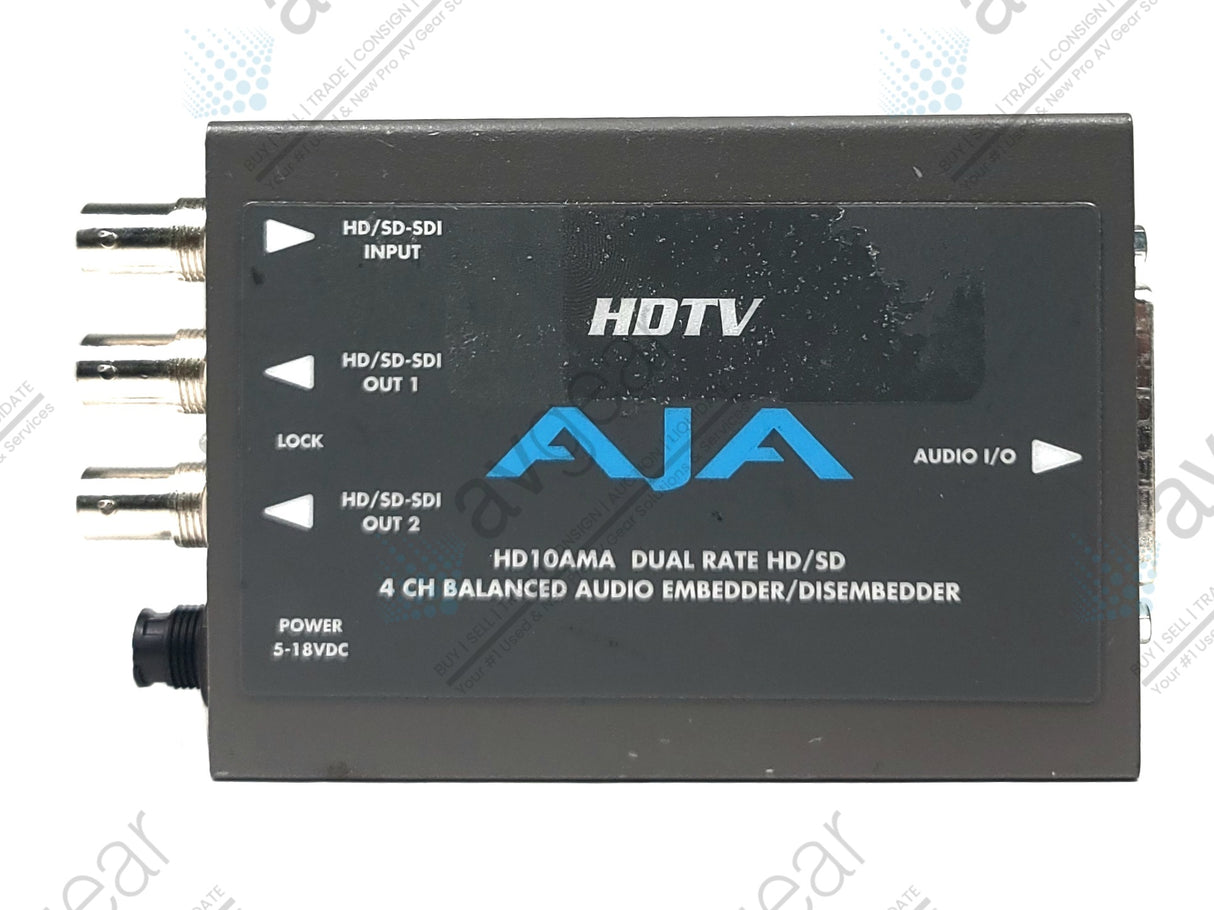 AJA HD10AMA HD/SD-SDI 4 Channel Analog Audio Embedder/Disembedder w/ Breakout Cable