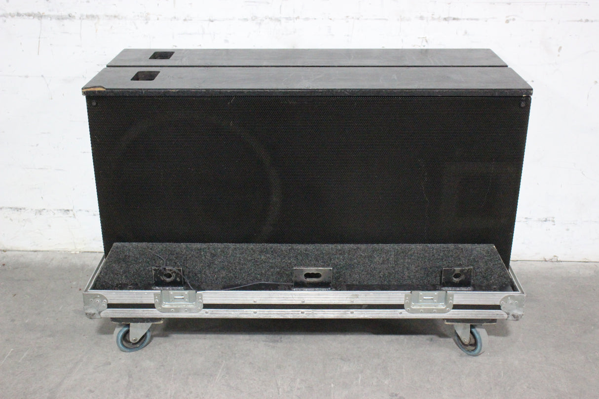 (2) MacPherson Monolith Bi-Amp Speakers w/ Rigging Hardware in Wheeled Road Case (For Parts)