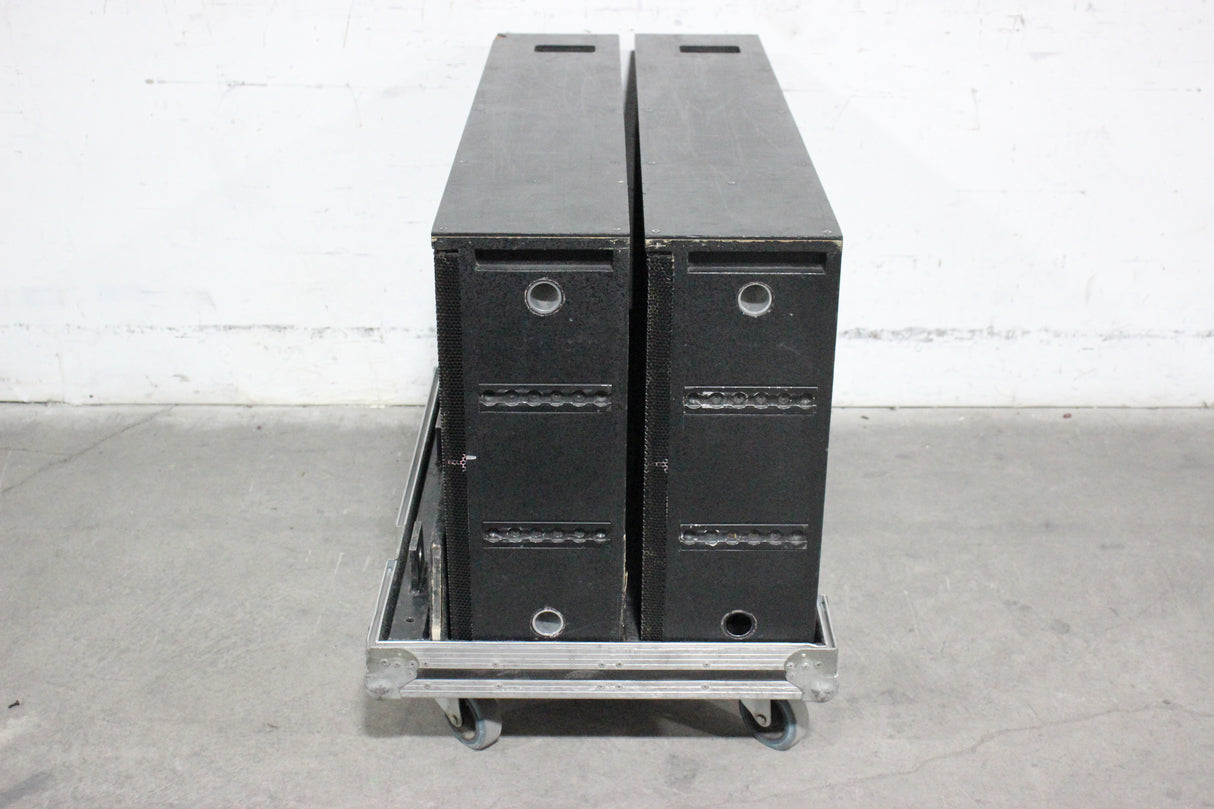 (2) MacPherson Monolith Bi-Amp Speakers w/ Rigging Hardware in Wheeled Road Case (For Parts)