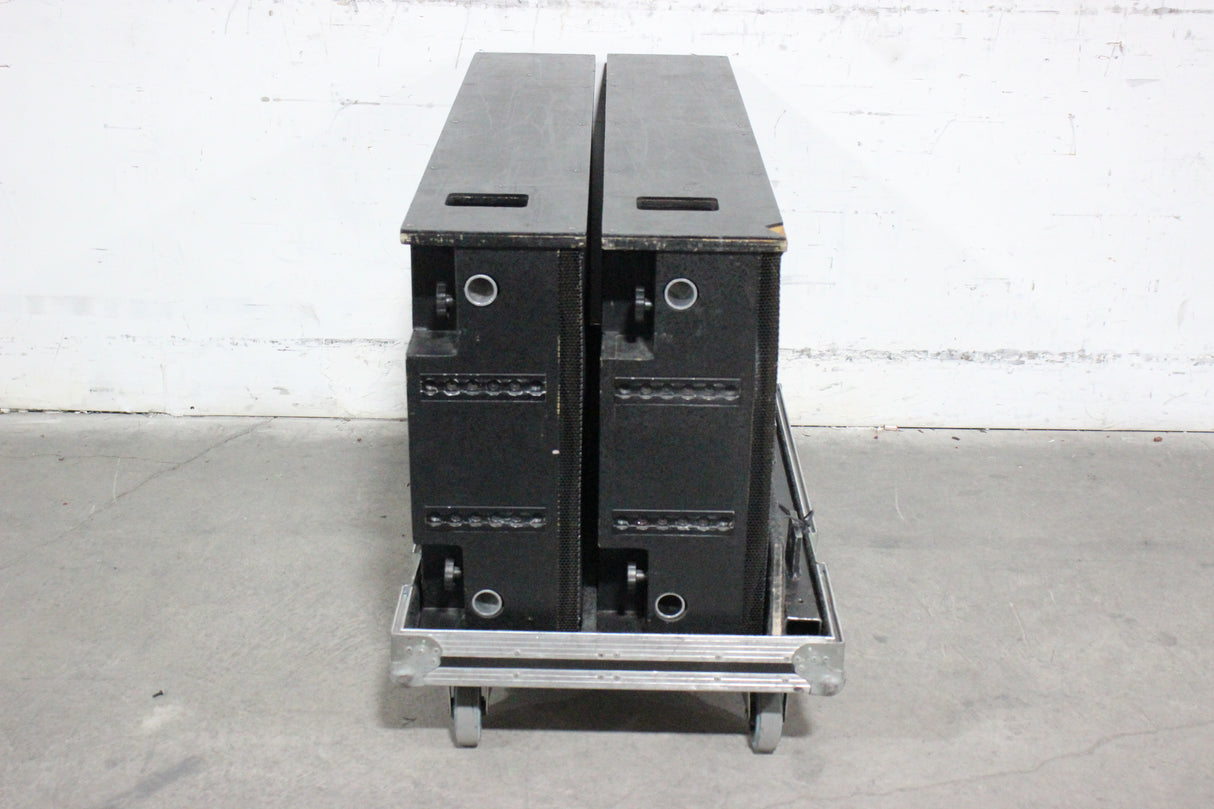 (2) MacPherson Monolith Bi-Amp Speakers w/ Rigging Hardware in Wheeled Road Case (For Parts)