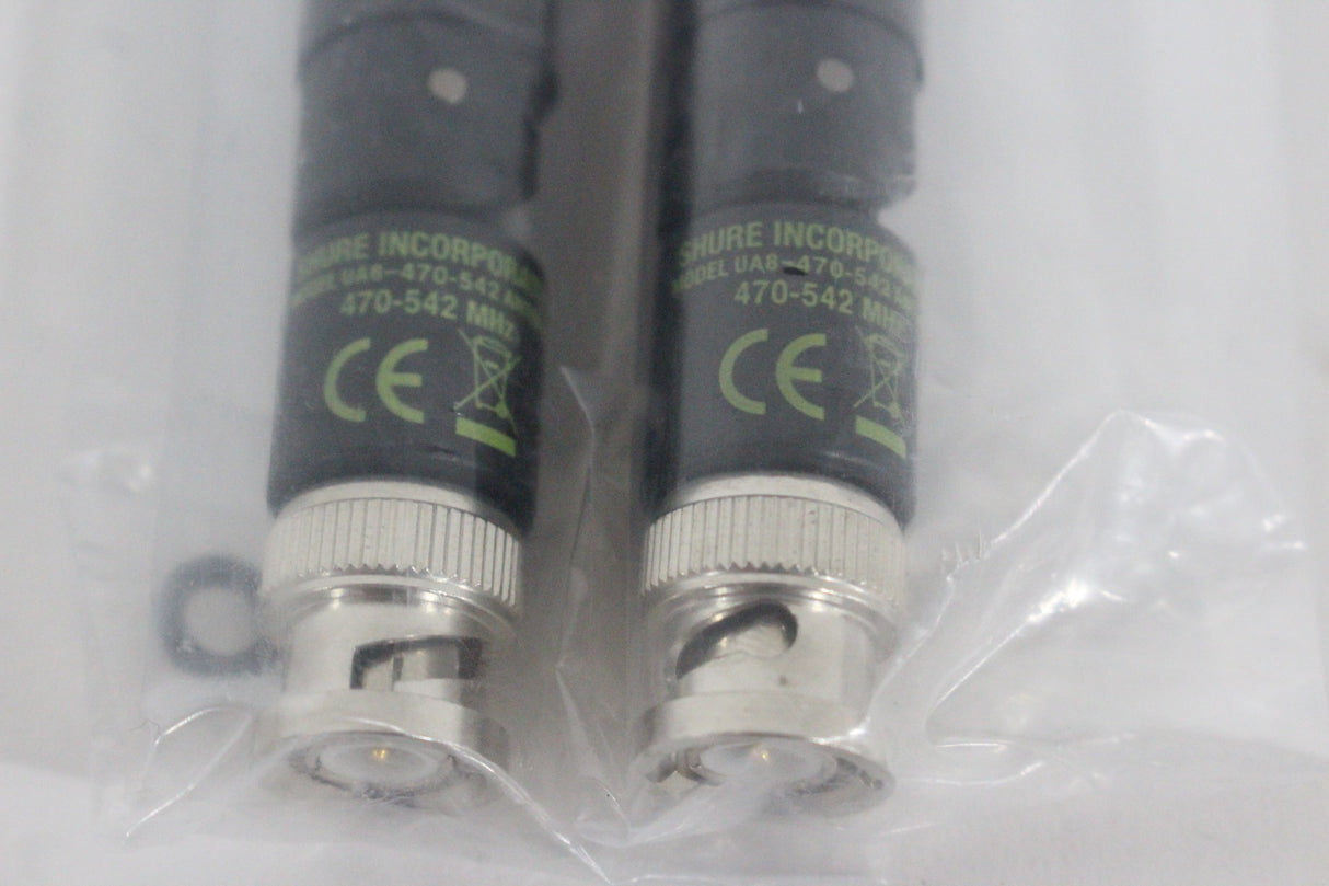 (2) Shure UA8-470-542 1/2 Wave Omnidirectional Receiver Antennas (470-542 MHz)