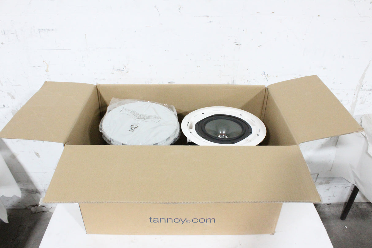 (2) Tannoy CMS 801DC BM Ceiling Monitor Loud Speakers w/ (2) Grilles