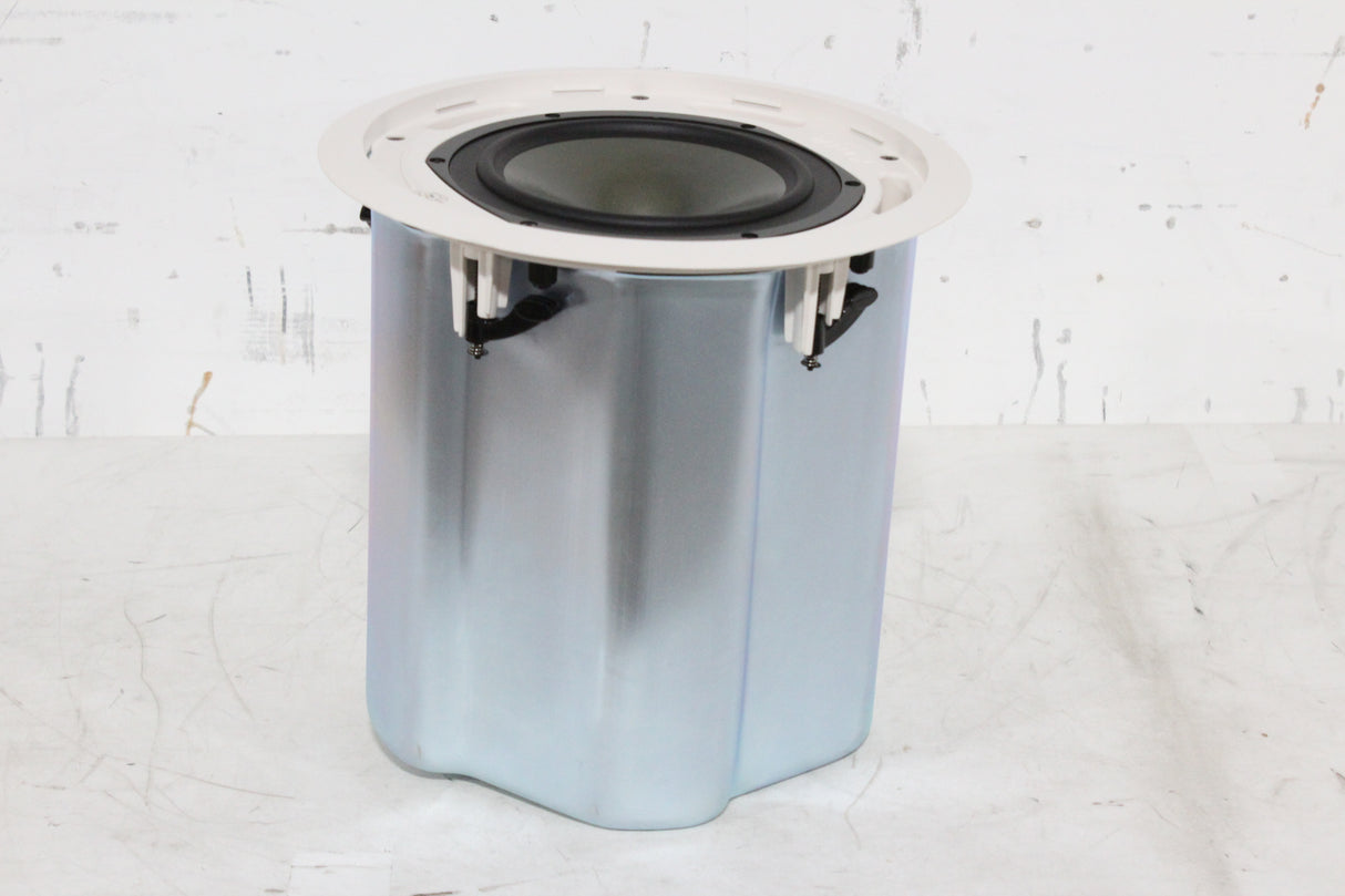 (2) Tannoy CMS 801DC BM Ceiling Monitor Loud Speakers w/ (2) Grilles, (2) Rails & (2) Cut Out Templates