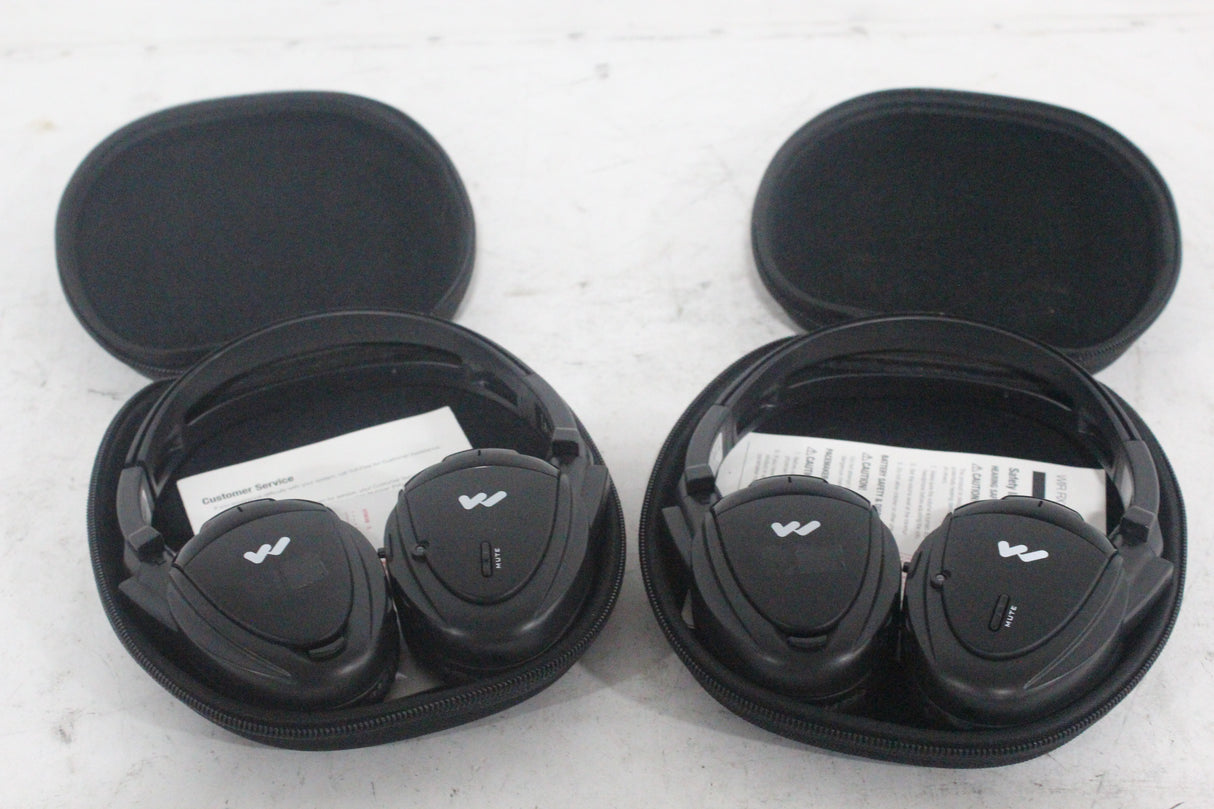 (2) Williams Sound WIR RX15-2 Dual-Channel Infrared Wireless Headphones (2.3 or 2.8 MHz) w/ (2) Vinyl Zipper Cases
