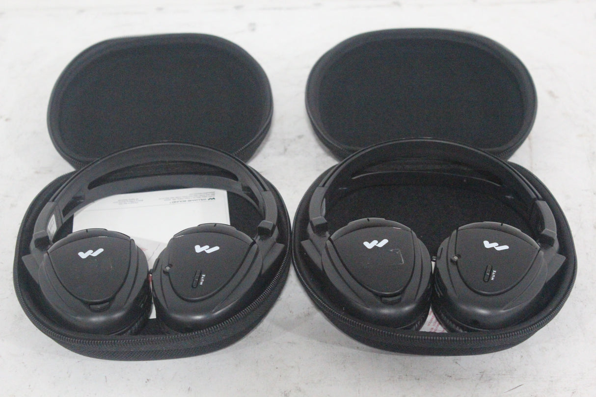 (2) Williams Sound WIR RX15-2 Dual-Channel Infrared Wireless Headphones (2.3 or 2.8 MHz) w/ (2) Vinyl Zipper Cases