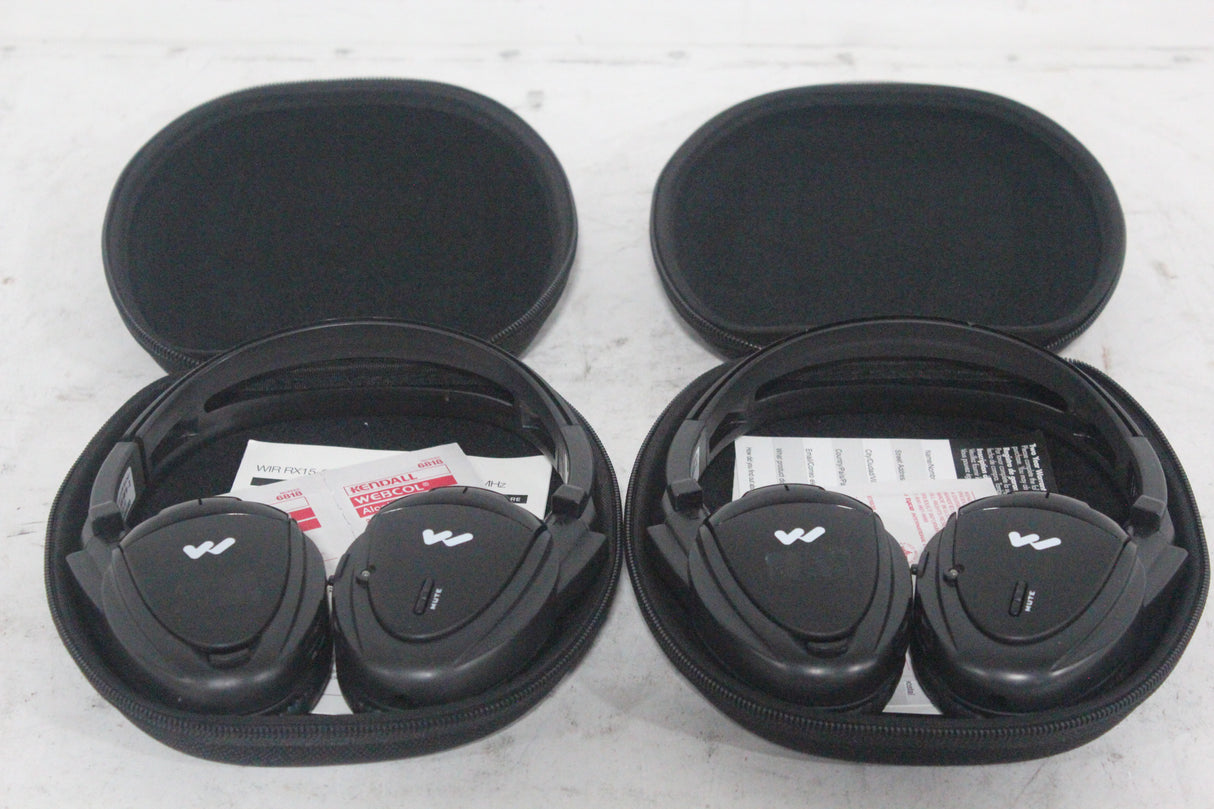 (2) Williams Sound WIR RX15-2 Dual-Channel Infrared Wireless Headphones (2.3 or 2.8 MHz) w/ (2) Vinyl Zipper Cases