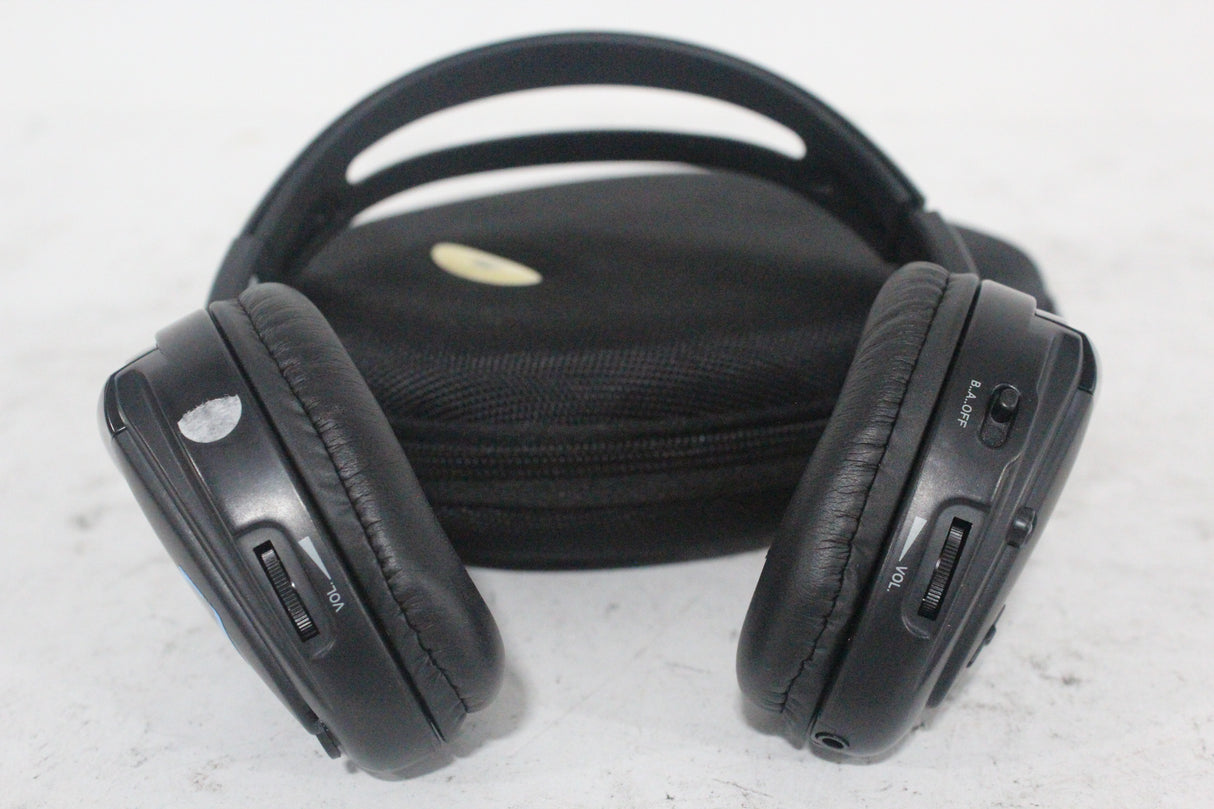 (2) Williams Sound WIR RX15-2 Dual-Channel Infrared Wireless Headphones (2.3 or 2.8 MHz) w/ (2) Vinyl Zipper Cases