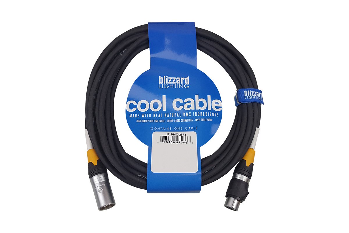(NEW) Blizzard DMX-IP-25Q 3-PIN DMX Cable 25ft M-F IP